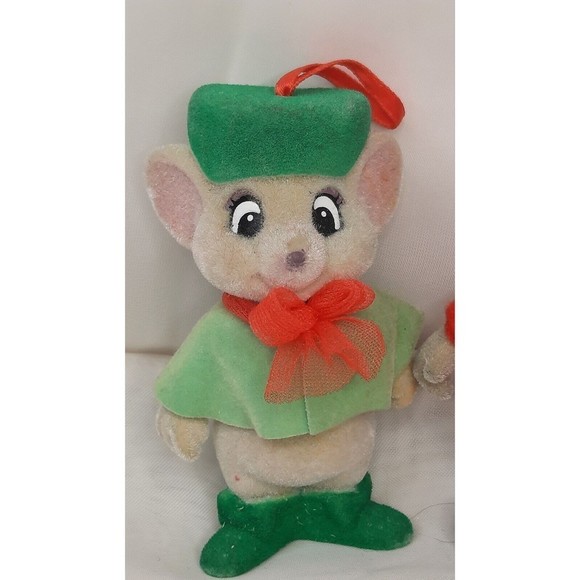 Vintage Disney Bernard & Miss Bianca Flocked Christmas Tree Ornaments Rescuers - Picture 8 of 11